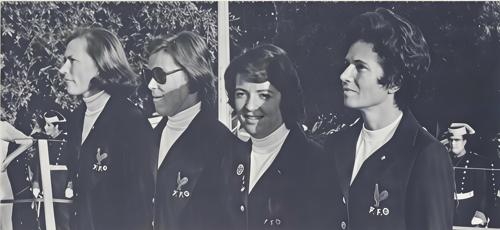 Mrs. Claudine Cros-Rubin, Miss Brigitte Varangot, Mrs. Catherine Lacoste de Prado, Vicomtesse de Saint-Sauveur